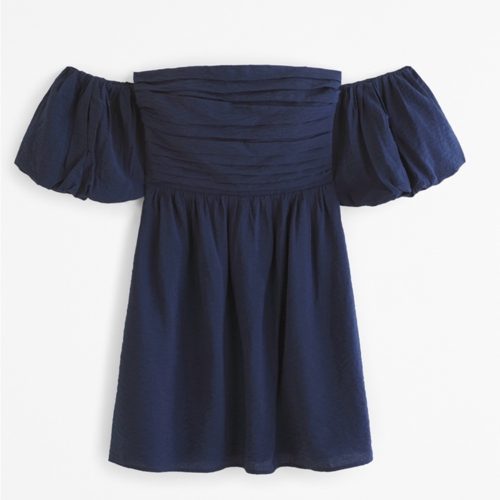 Navy Blue Off-Shoulder Kids Dress